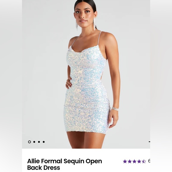 Windsor Dresses | Windsor White Allie Formal Spaghetti Strap Sequin Open Back Dress, Small | Color: White | Size: S | Trbdillard's Closet